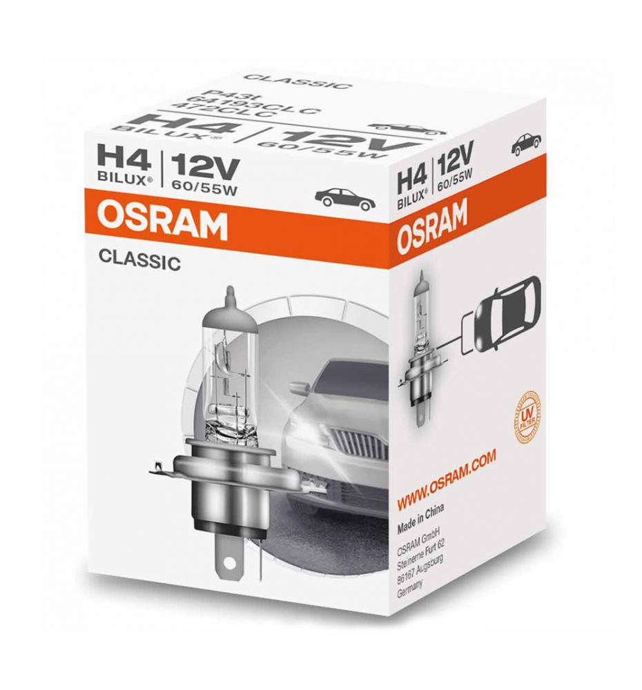 LAMPADA OSRAM H4 12V 55/60W UV FILTER 64193 CLASSIC